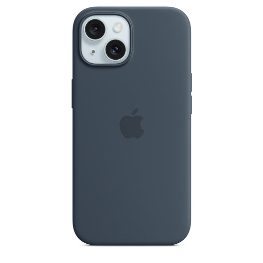 Custodia MagSafe in silicone per iPhone 15 - Blu tempesta