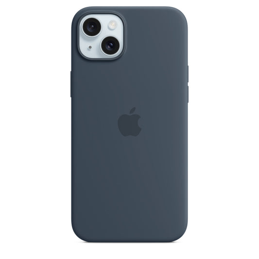 Custodia MagSafe in silicone per iPhone 15 Plus - Blu tempesta