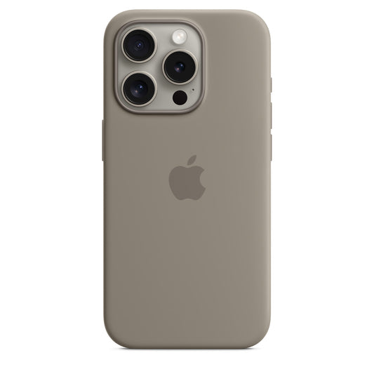 Custodia MagSafe in silicone per iPhone 15 Pro - Grigio creta